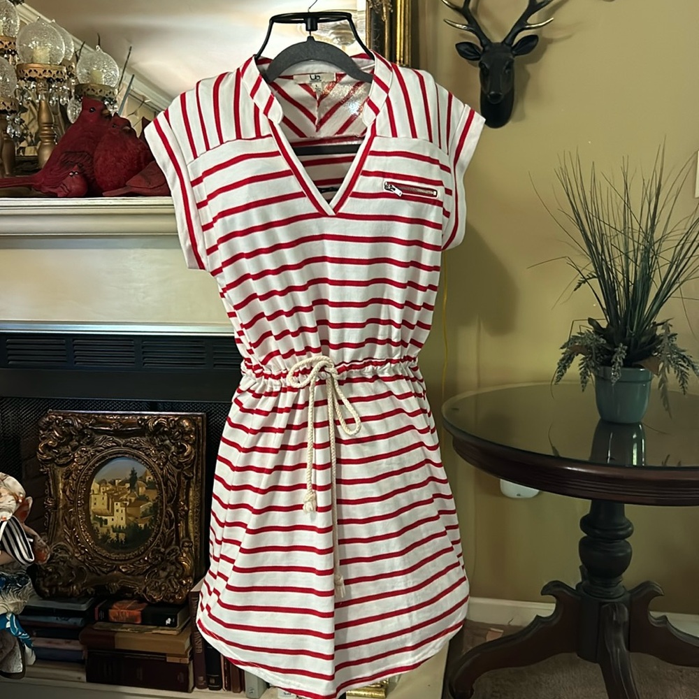 Red ands white striped dress